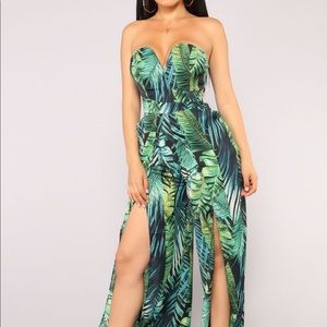 Fly Away With Me Tropical Jumpsuit - Green